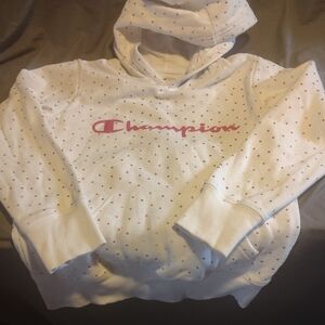 Champion Kids' White Hoodie with Pink Accents